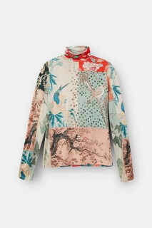 Foto 1 | Playera Slim Patch Multicolor para Mujer