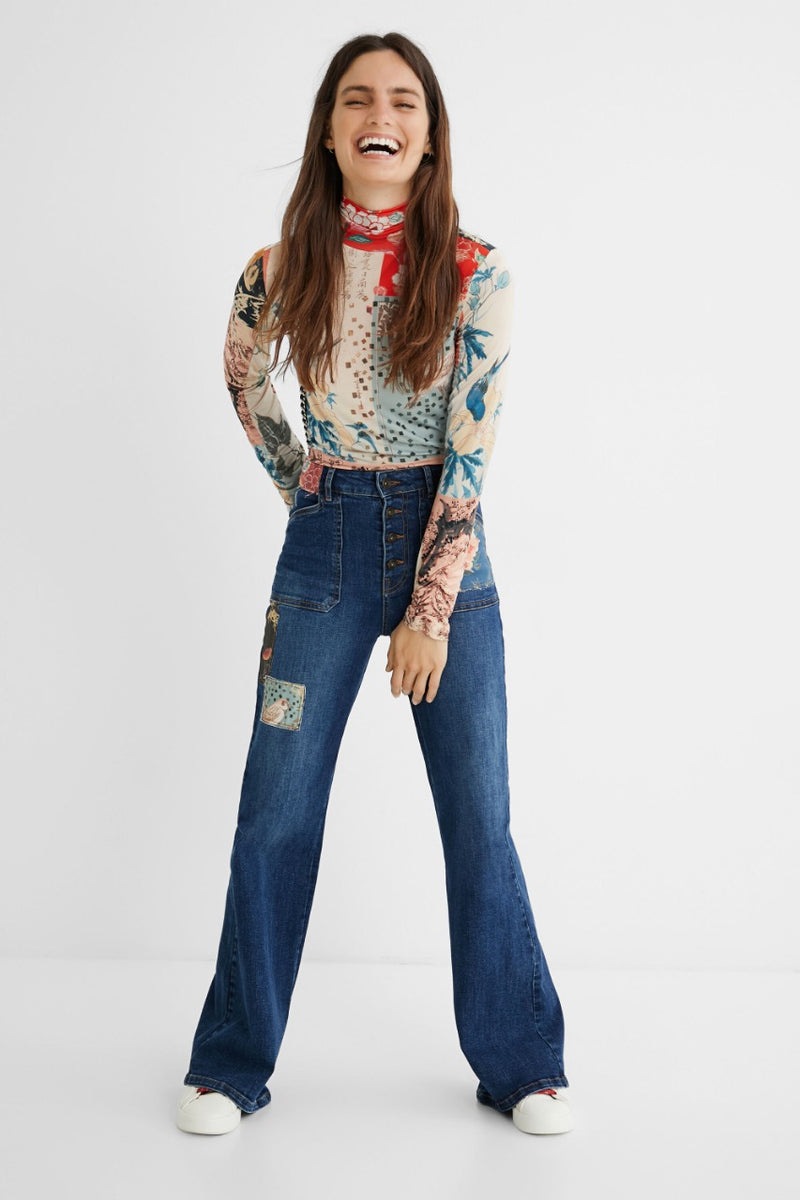 Foto 5 | Playera Slim Patch Multicolor para Mujer