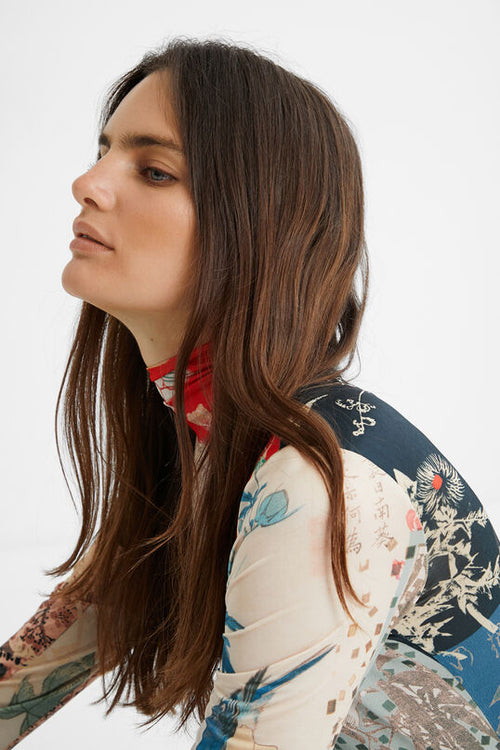 Foto 6 | Playera Slim Patch Multicolor para Mujer
