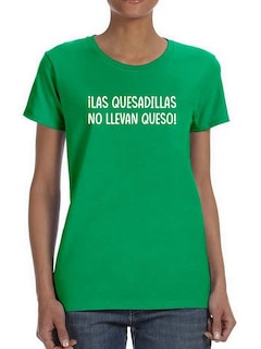 Foto 1 | Playera Smartprintsink Para Mujer Las Quesadillas No Llevan Queso Color Verde