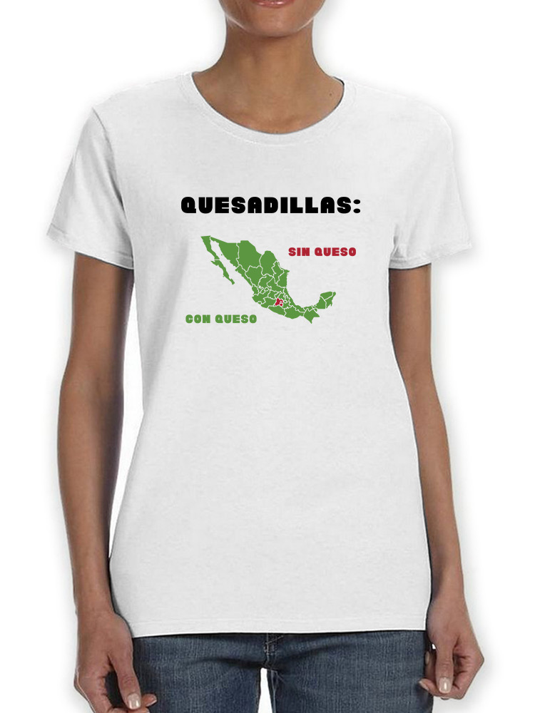 Foto 2 pulgar | Playera Smartprintsink Para Mujer Mapa De Mexico Y Quesadillas Color Blanco