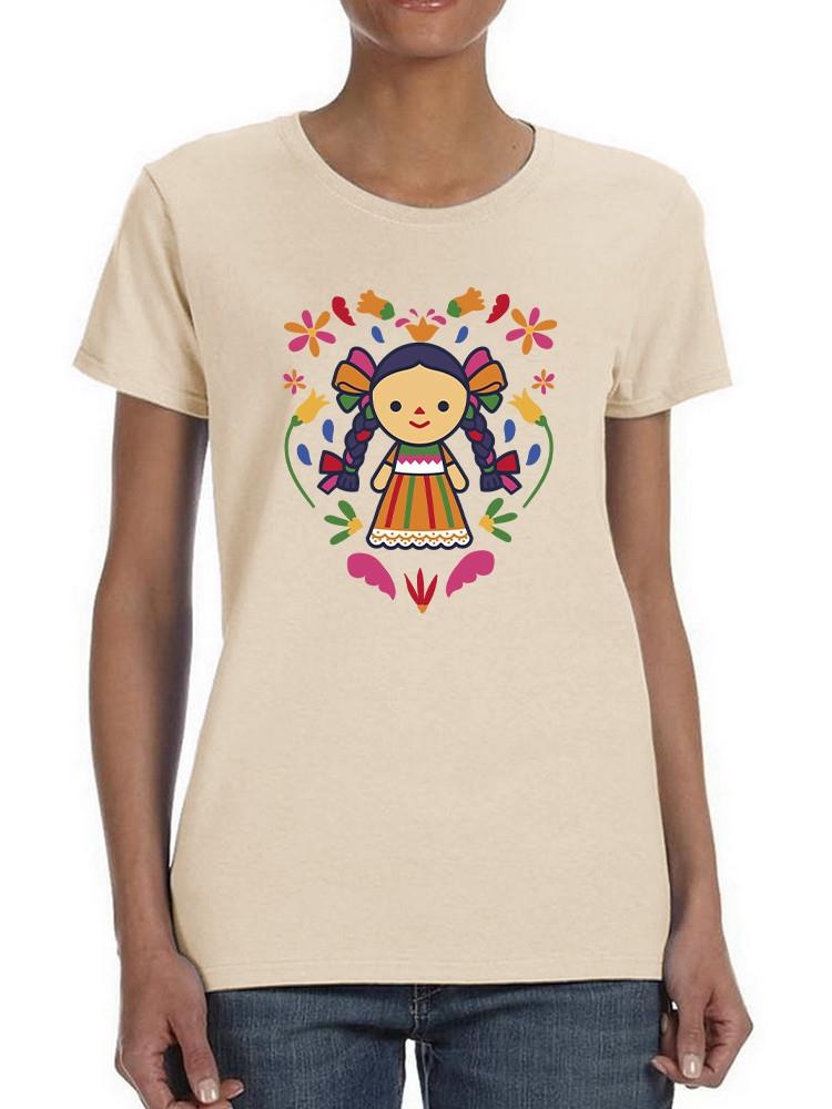 Foto 2 pulgar | Playera Smartprintsink Para Mujer Muñeca Mexicana Tradicional Color Arena