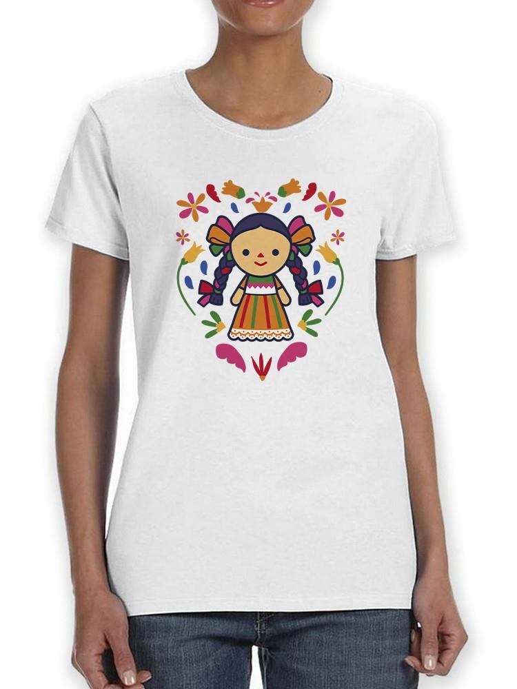 Foto 2 pulgar | Playera Smartprintsink Para Mujer Muñeca Mexicana Tradicional Color Blanco