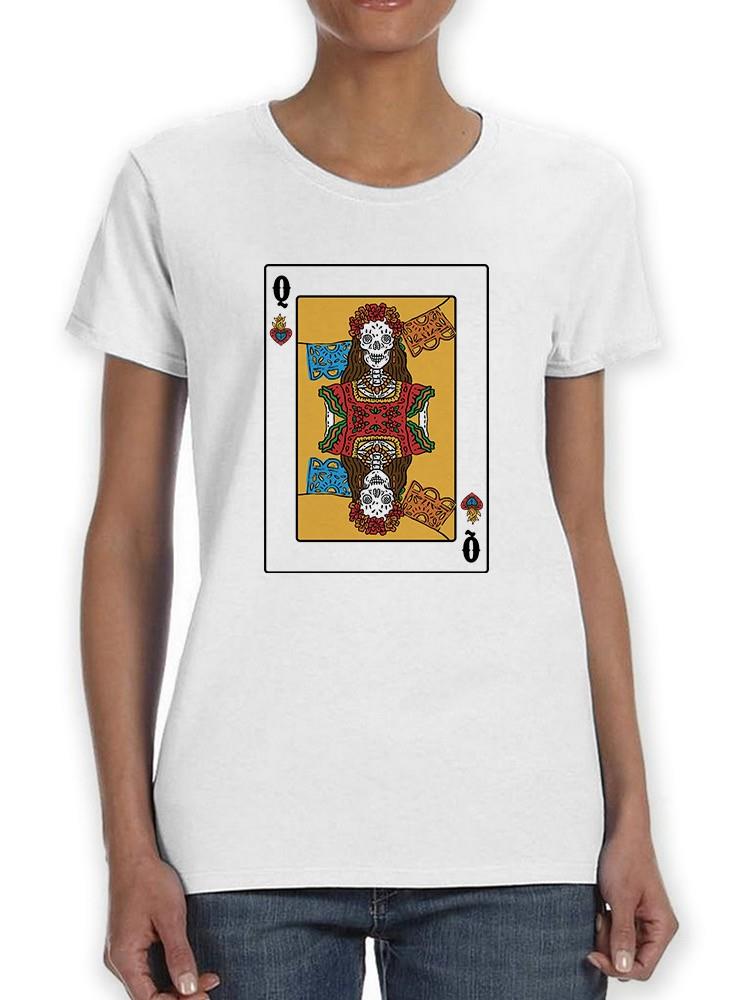 Foto 2 pulgar | Playera Smartprintsink Para Mujer Carta Reina De Esqueletos Color Blanco