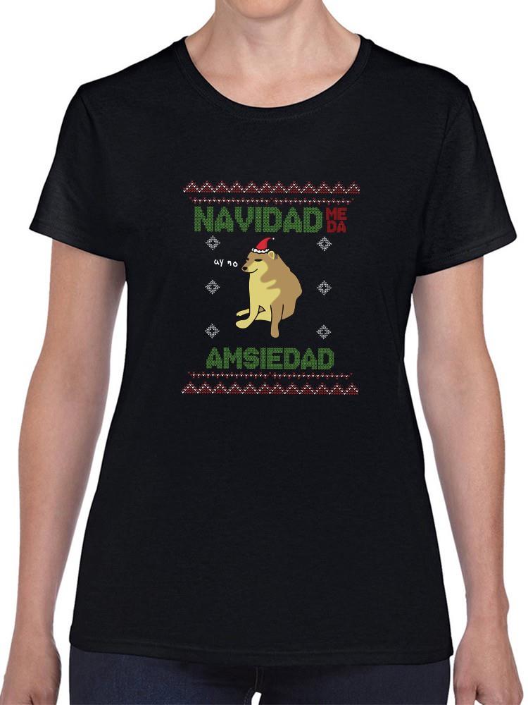 Foto 2 pulgar | Playera Smartprintsink Para Mujer Navidad Me Da Amsiedad Color Negro
