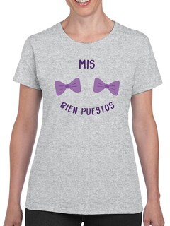 Foto 1 | Playera Smartprintsink Para Mujer Moños Bien Puestos Color Gris