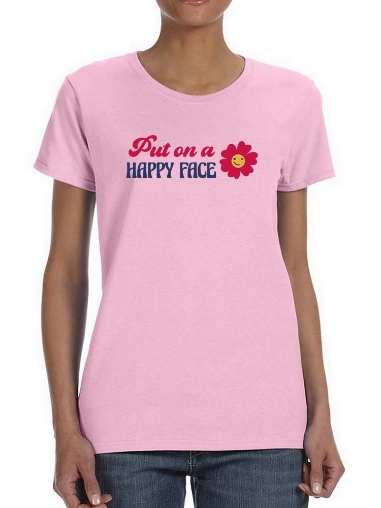Foto 2 pulgar | Playera Smartprintsink Para Mujer Pon Una Cara Feliz Color Rosa