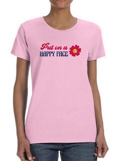 Foto 1 | Playera Smartprintsink Para Mujer Pon Una Cara Feliz Color Rosa