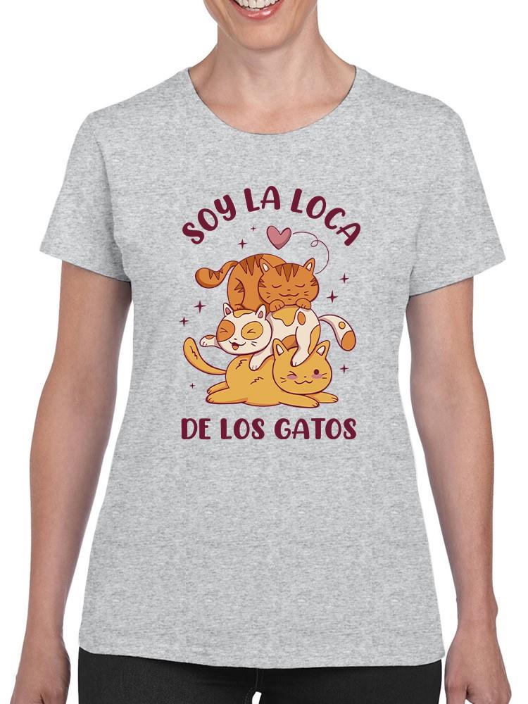 Foto 2 pulgar | Playera Smartprintsink Para Mujer Soy La Loca De Los Gatos Color Gris