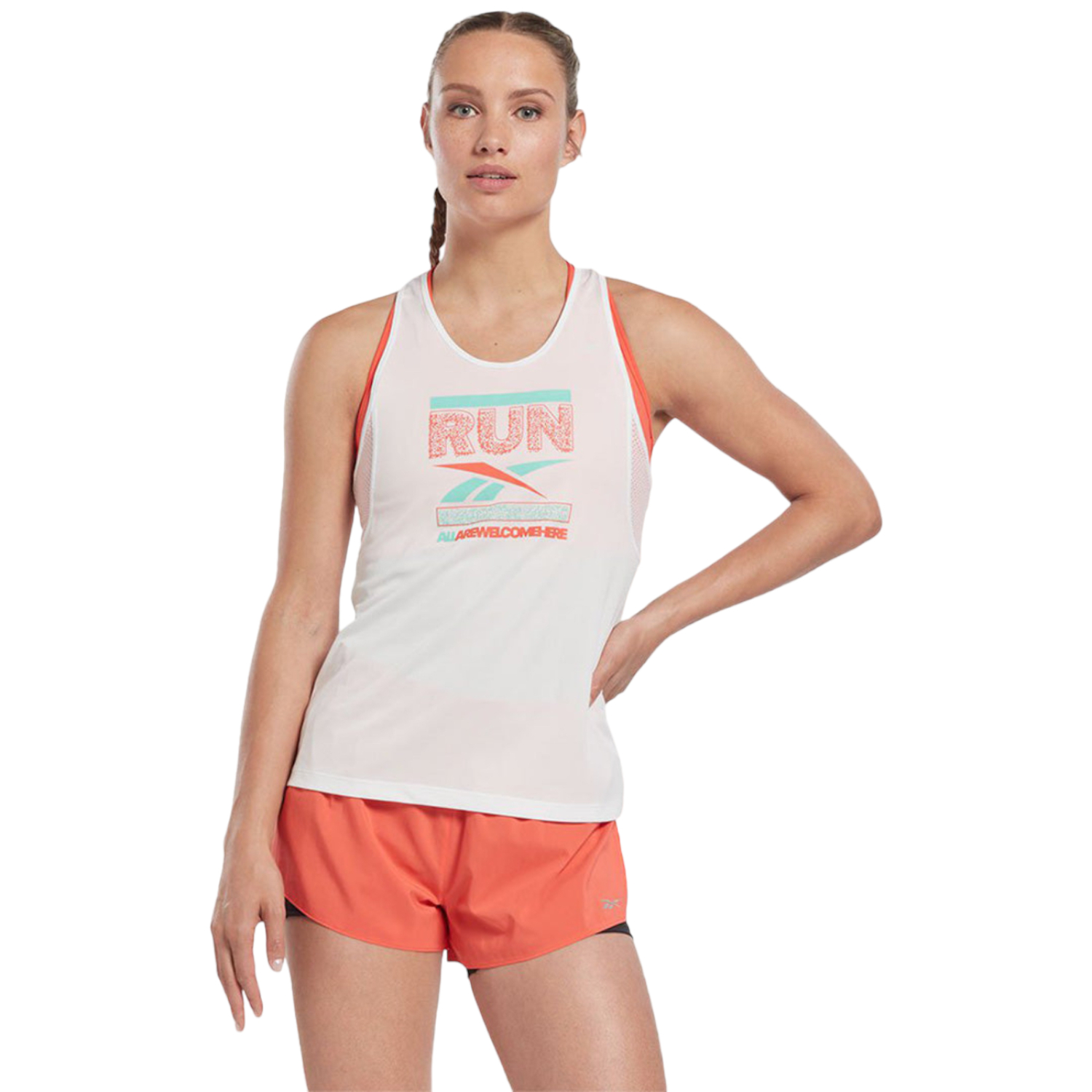 Foto 3 pulgar | Playera Reebok Run Graphic Blanca Hm5123 para Mujer