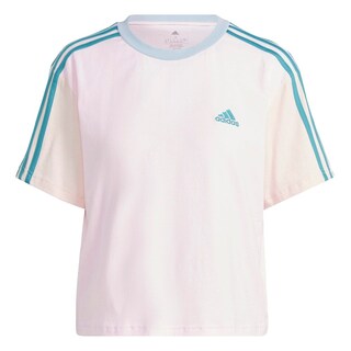 Foto 1 | Playera Corta Adidas Essentials 3 Franjas Rosa para Mujer