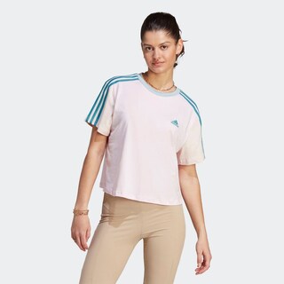 Foto 3 | Playera Corta Adidas Essentials 3 Franjas Rosa para Mujer