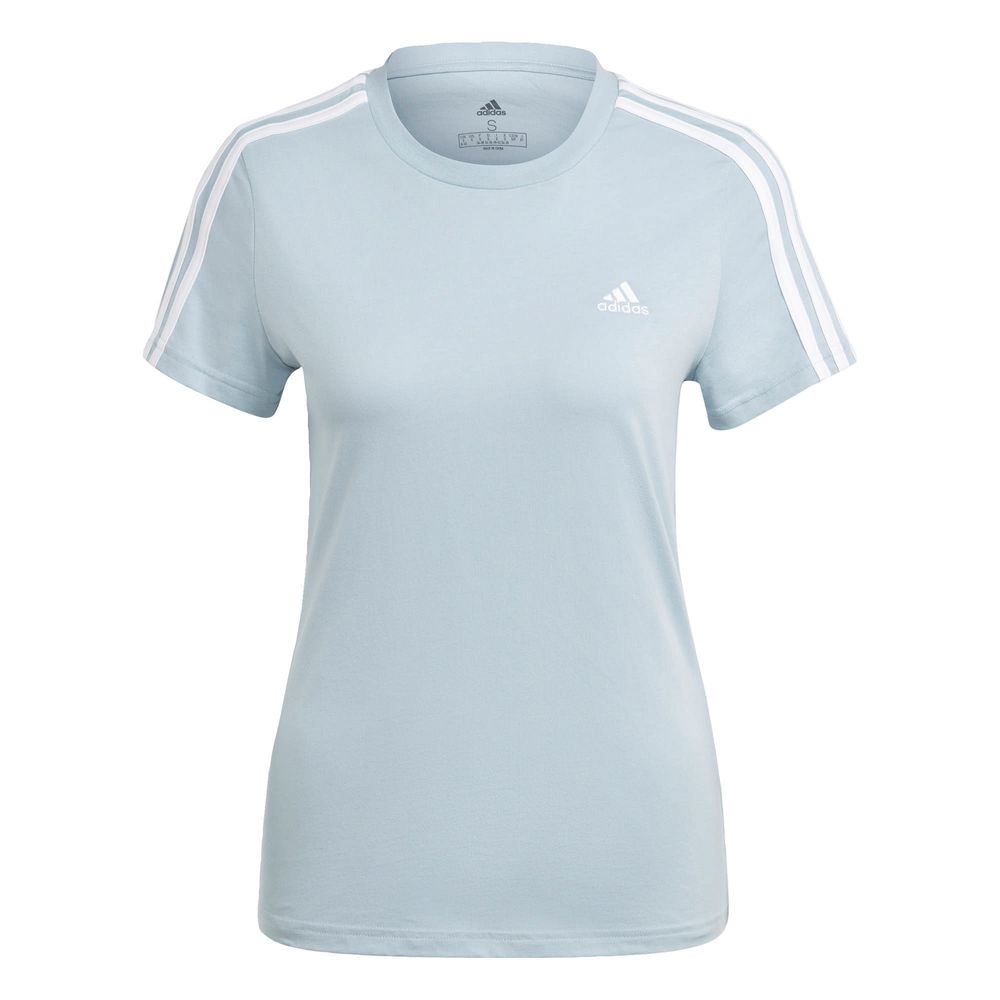 Foto 2 pulgar | Playera Adidas Essentials 3 Franjas Ajustada Azul para Mujer