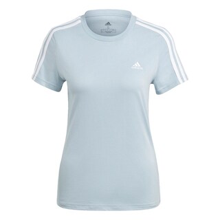 Foto 1 | Playera Adidas Essentials 3 Franjas Ajustada Azul para Mujer