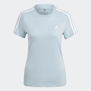 Foto 2 | Playera Adidas Essentials 3 Franjas Ajustada Azul para Mujer