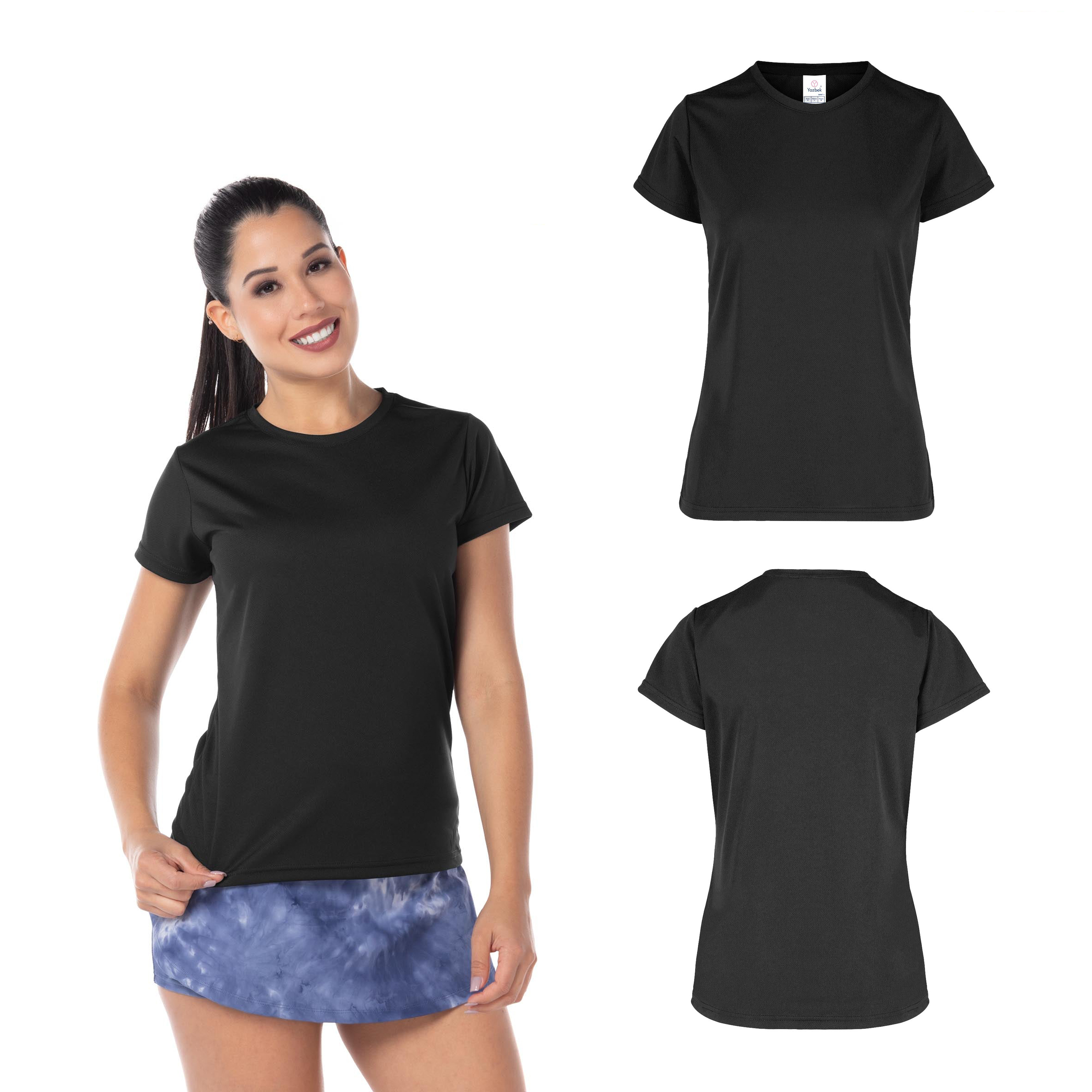 Foto 3 pulgar | Playera Cuello Redondo Negra para Mujer
