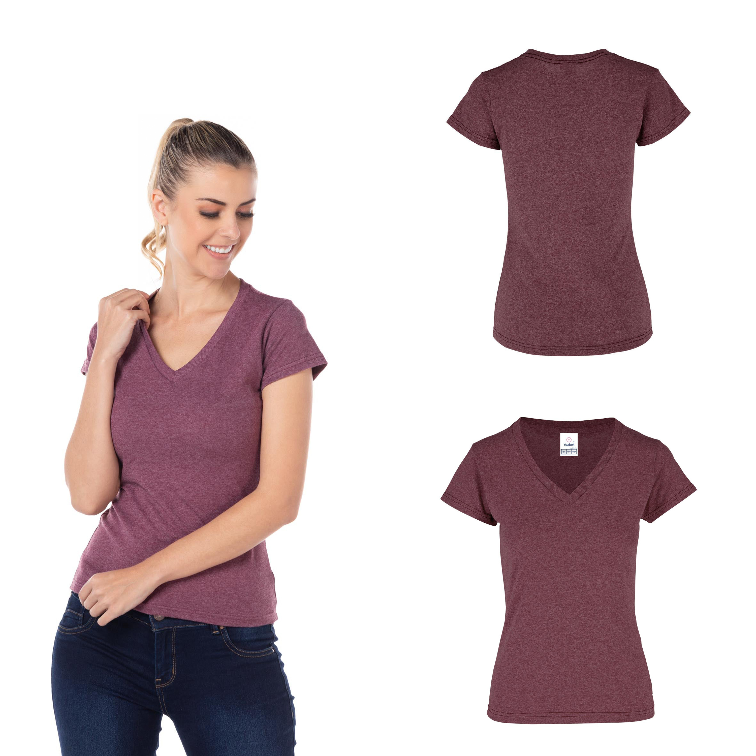 Foto 3 pulgar | Playera Cuello V Yazbek Marrón para Mujer