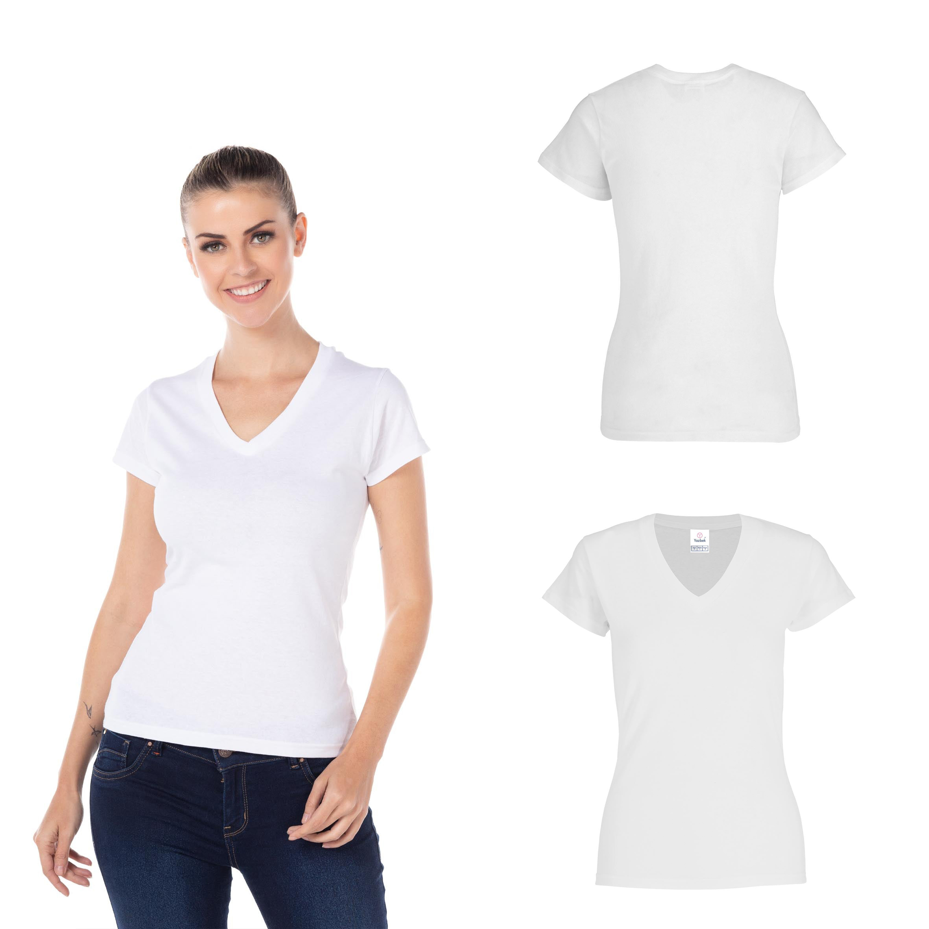 Foto 3 pulgar | Playera Yazbek Blanca 100% Algodón para Dama