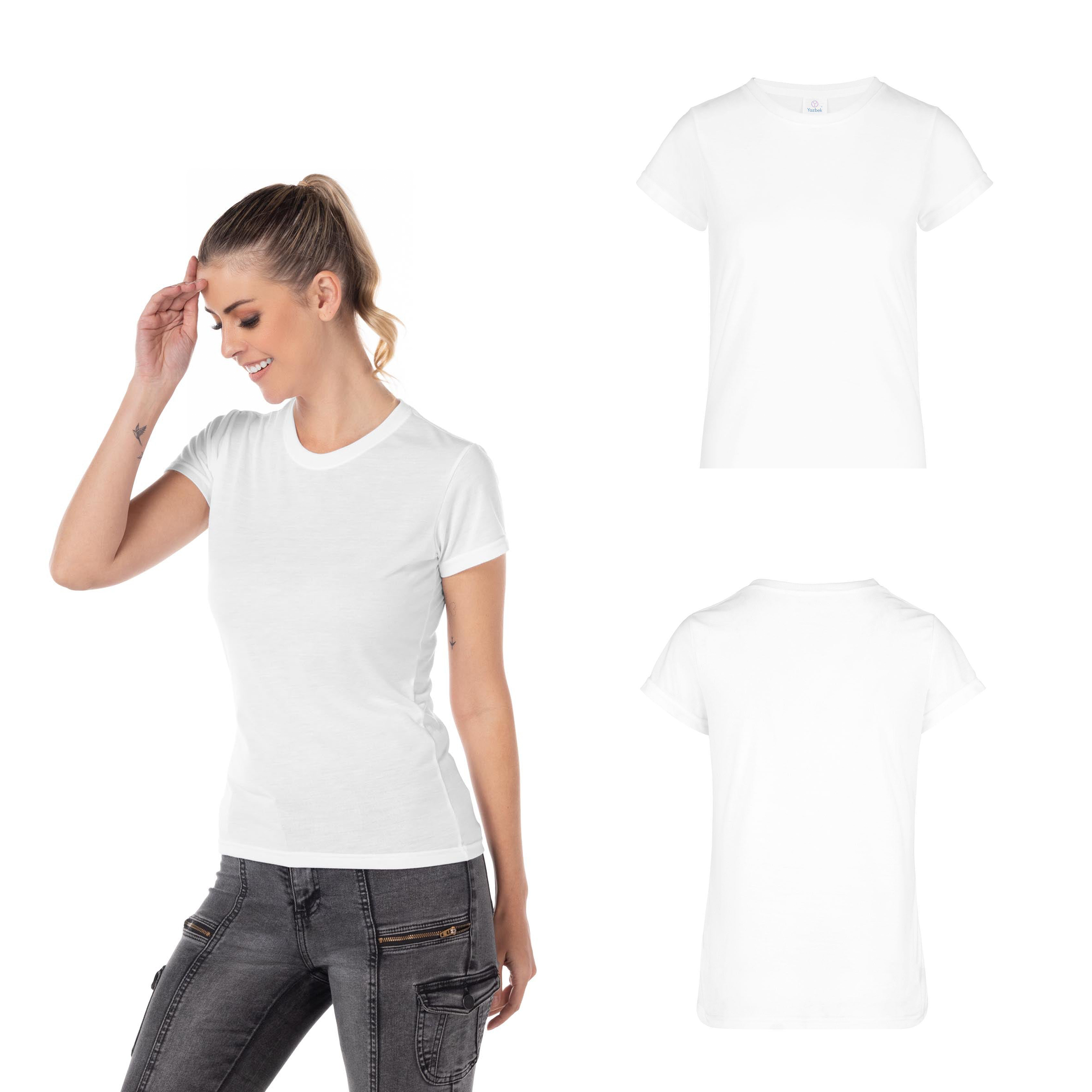 Foto 3 pulgar | Playera Cuello Redondo Yazbek Blanca para Mujer