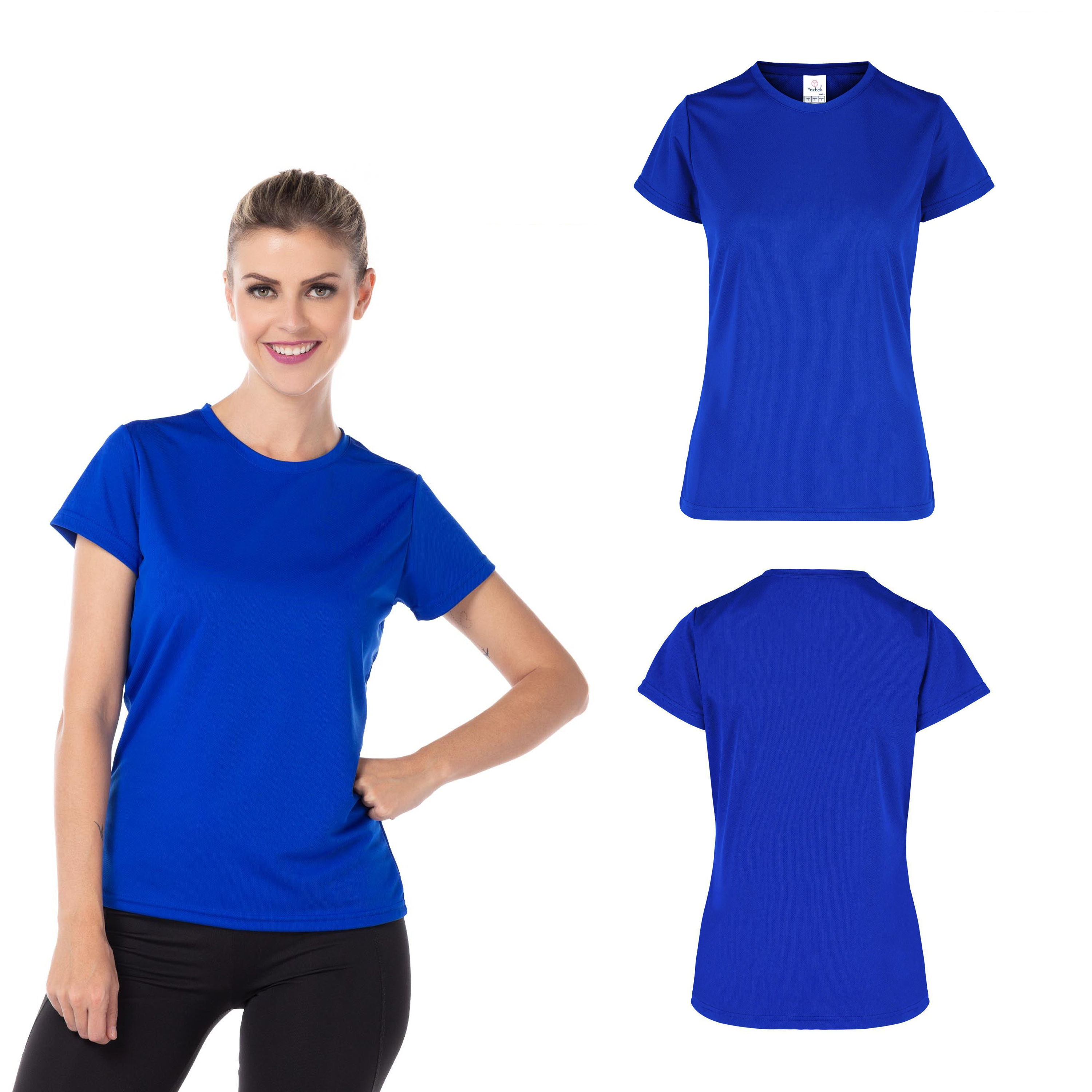 Foto 3 pulgar | Playera Cuello Redondo Yazbek Azul Royal para Mujer