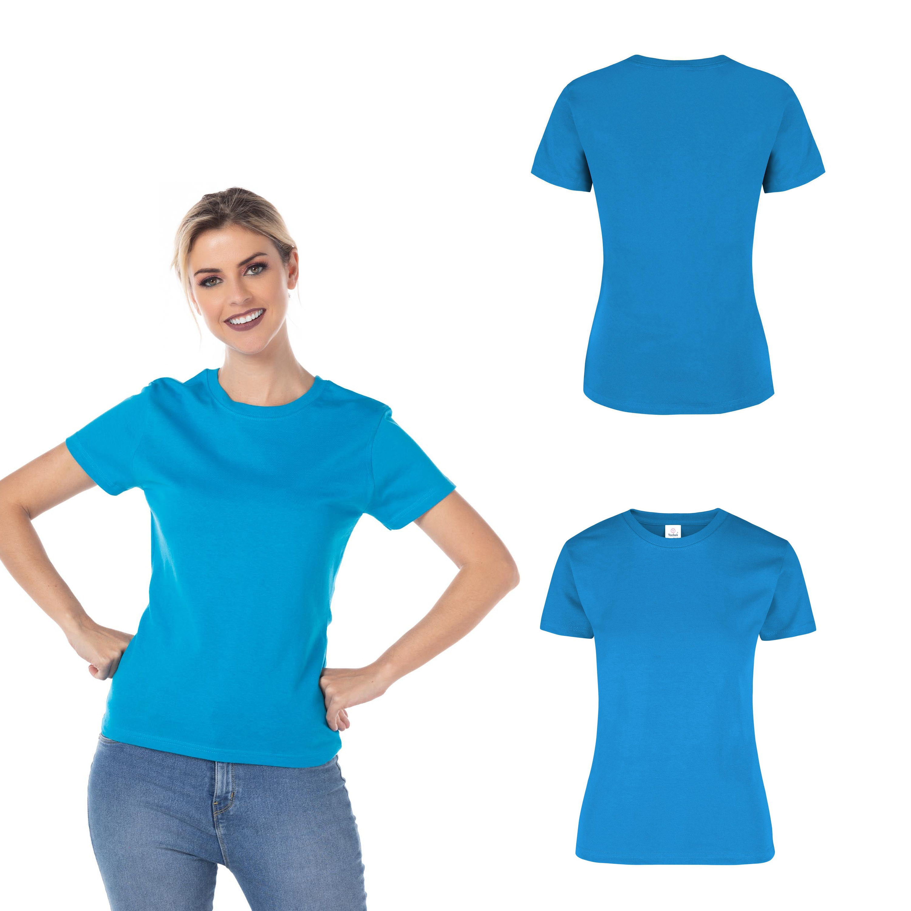 Foto 2 | Playera Cuello Redondo Yazbek Turquesa para Mujer