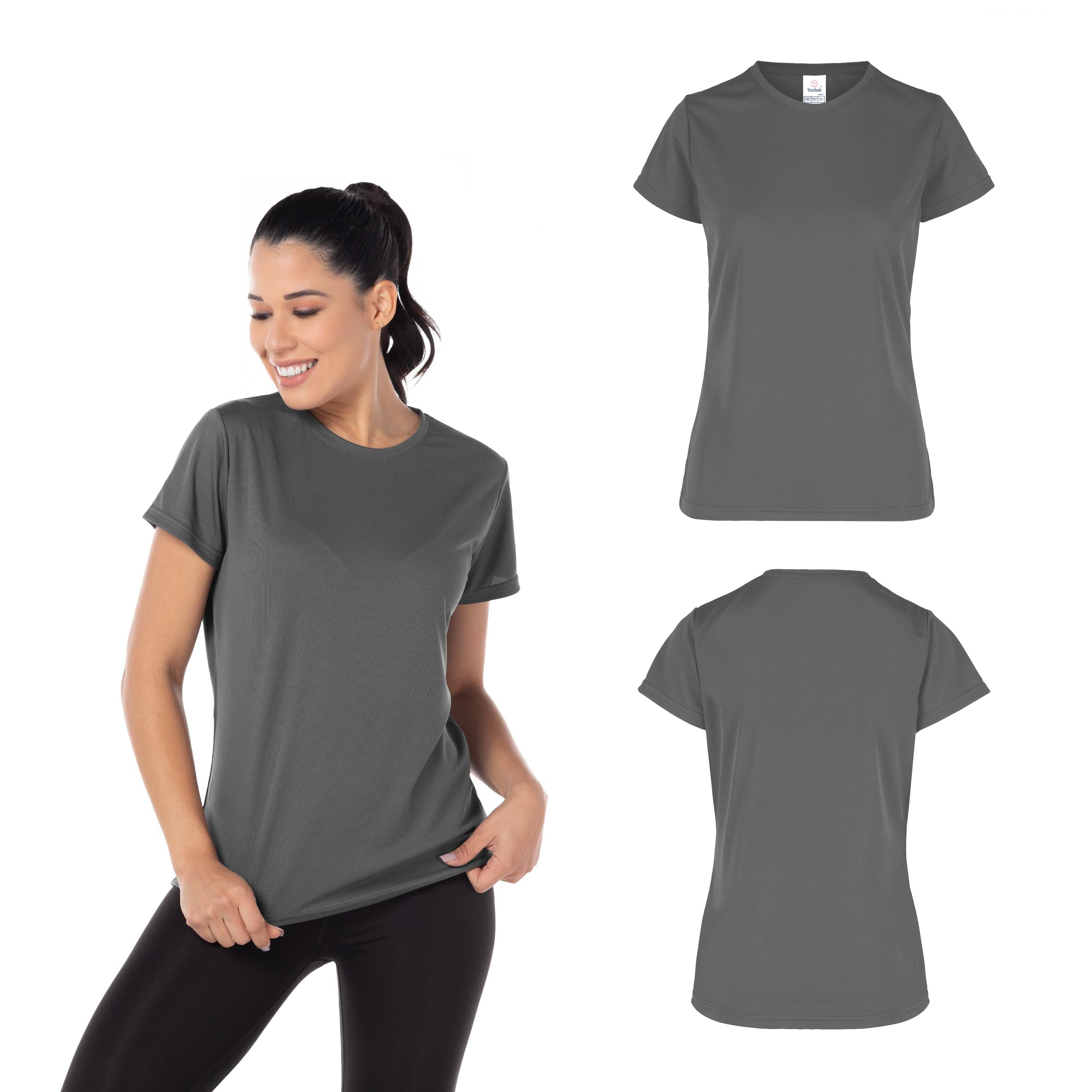 Foto 3 pulgar | Playera Cuello Redondo Yazbek Gris para Mujer