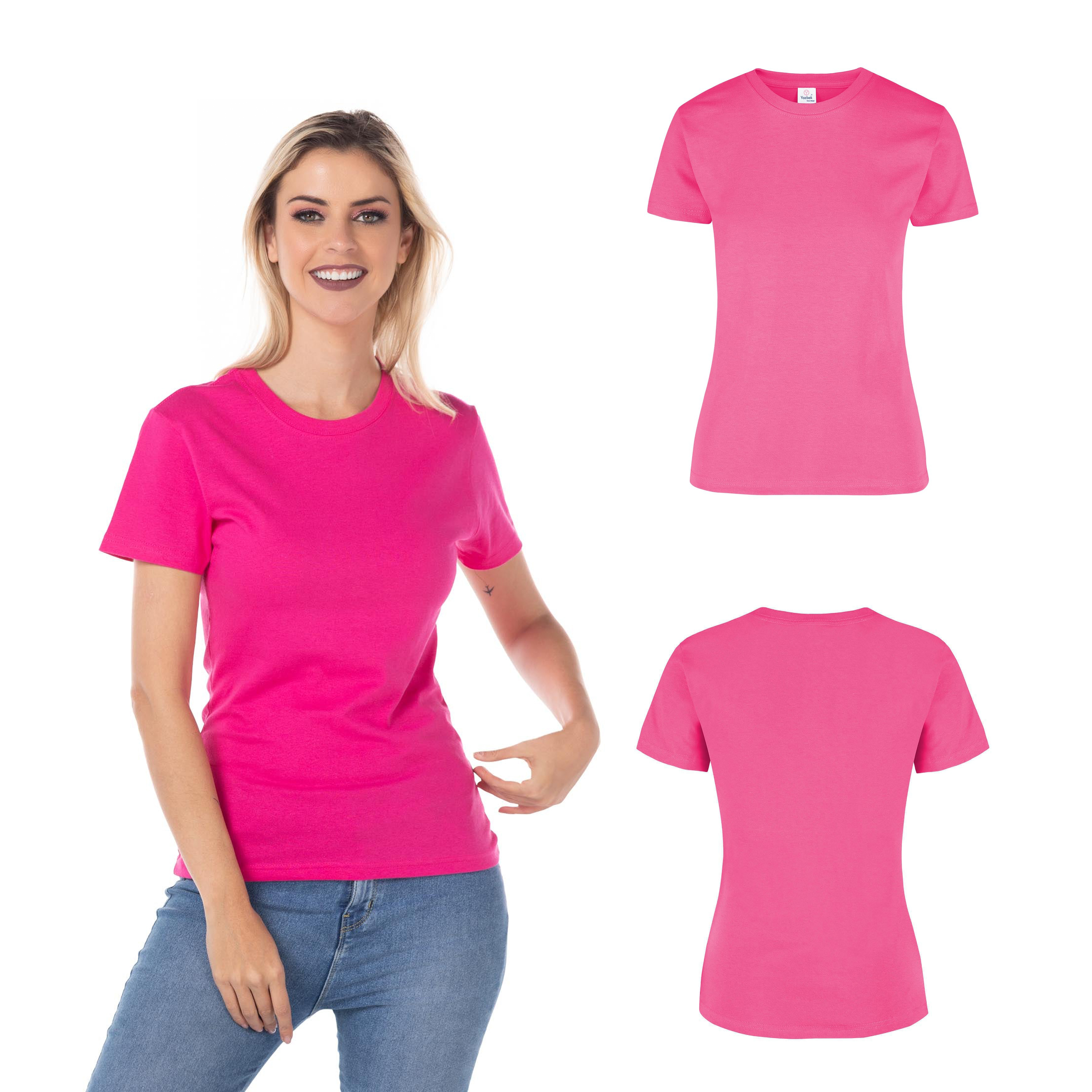 Foto 3 pulgar | Playera Cuello Redondo Yazbek Fucsia para Mujer