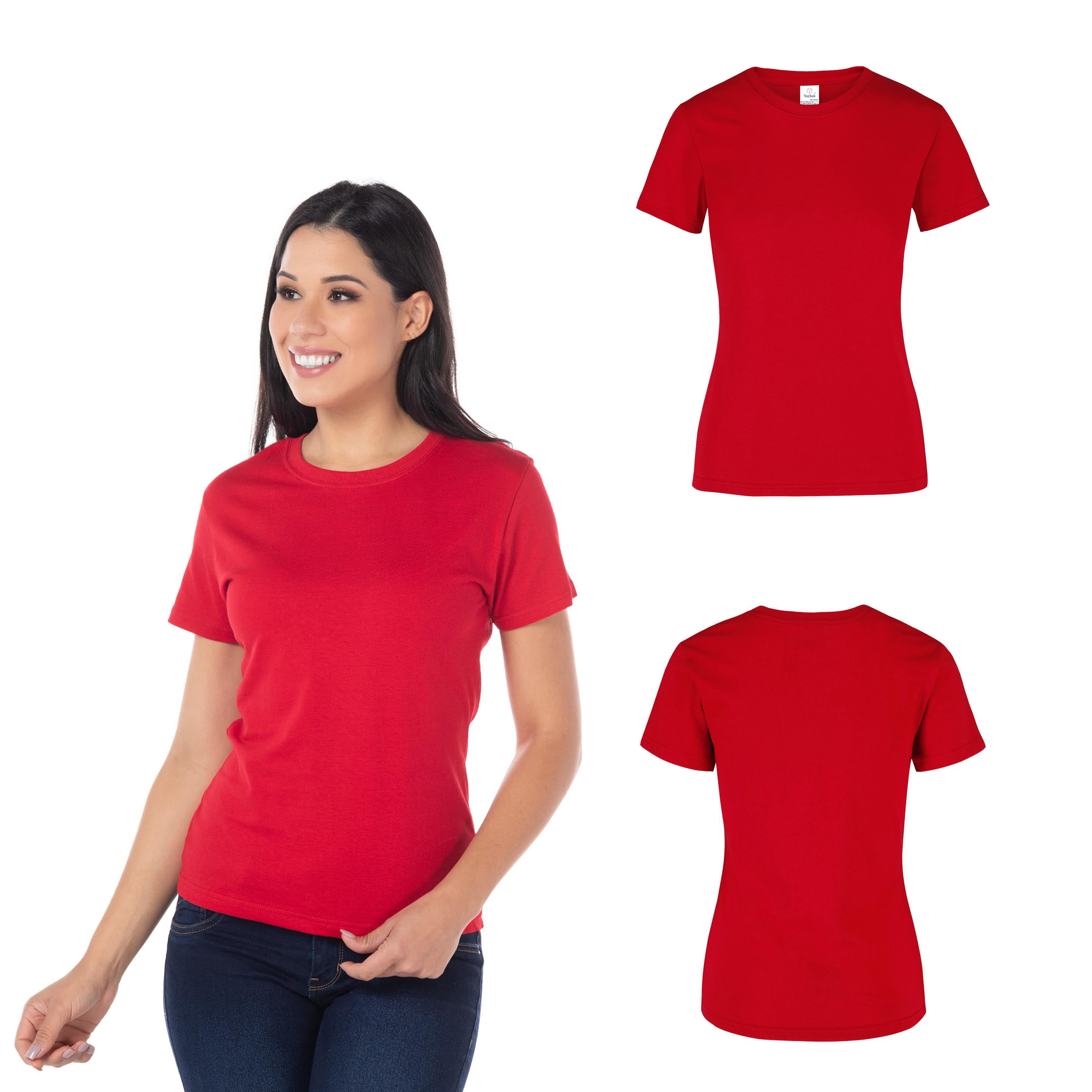 Foto 3 pulgar | Playera Cuello Redondo Yazbek Roja para Mujer
