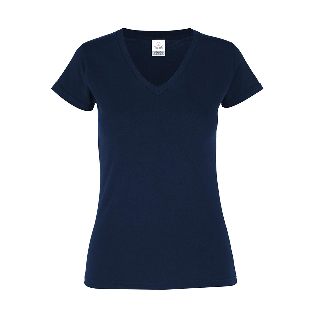 Foto 2 pulgar | Playera Cuello V Yazbek Azul Marino para Mujer