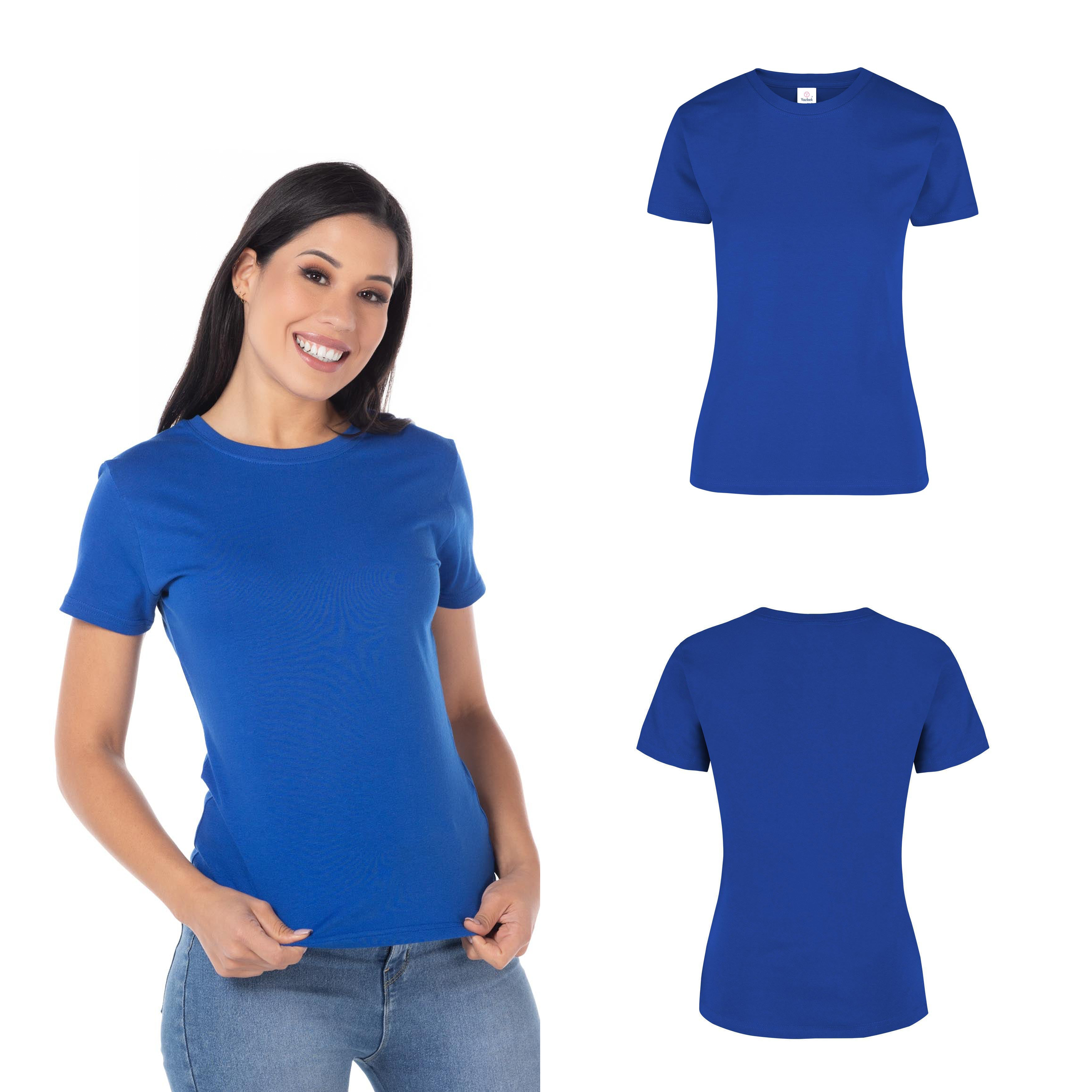Foto 3 pulgar | Playera Cuello Redondo Yazbek  Azul Royal para Mujer
