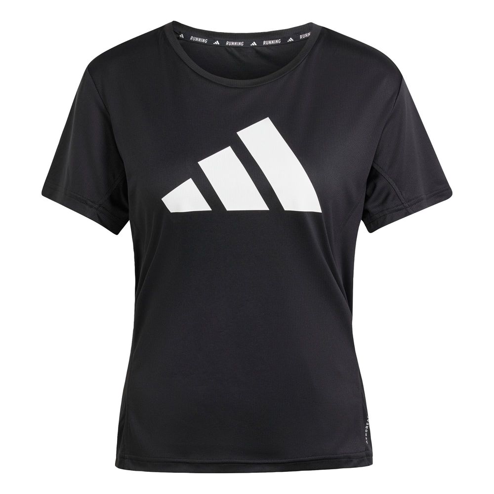 Camiseta Run It Adidas Negro Mujer