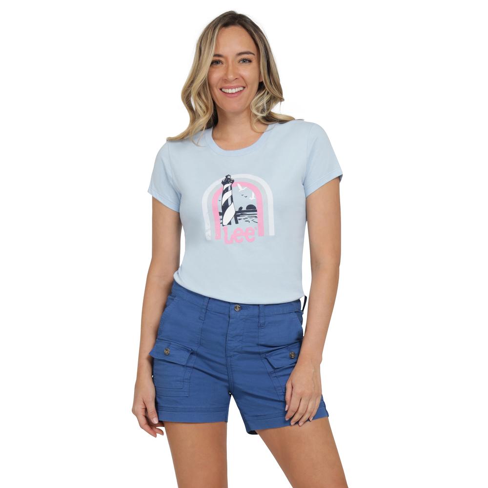 Foto 2 pulgar | Playera Lee Slim Fit 440 Azul Cielo para Mujer
