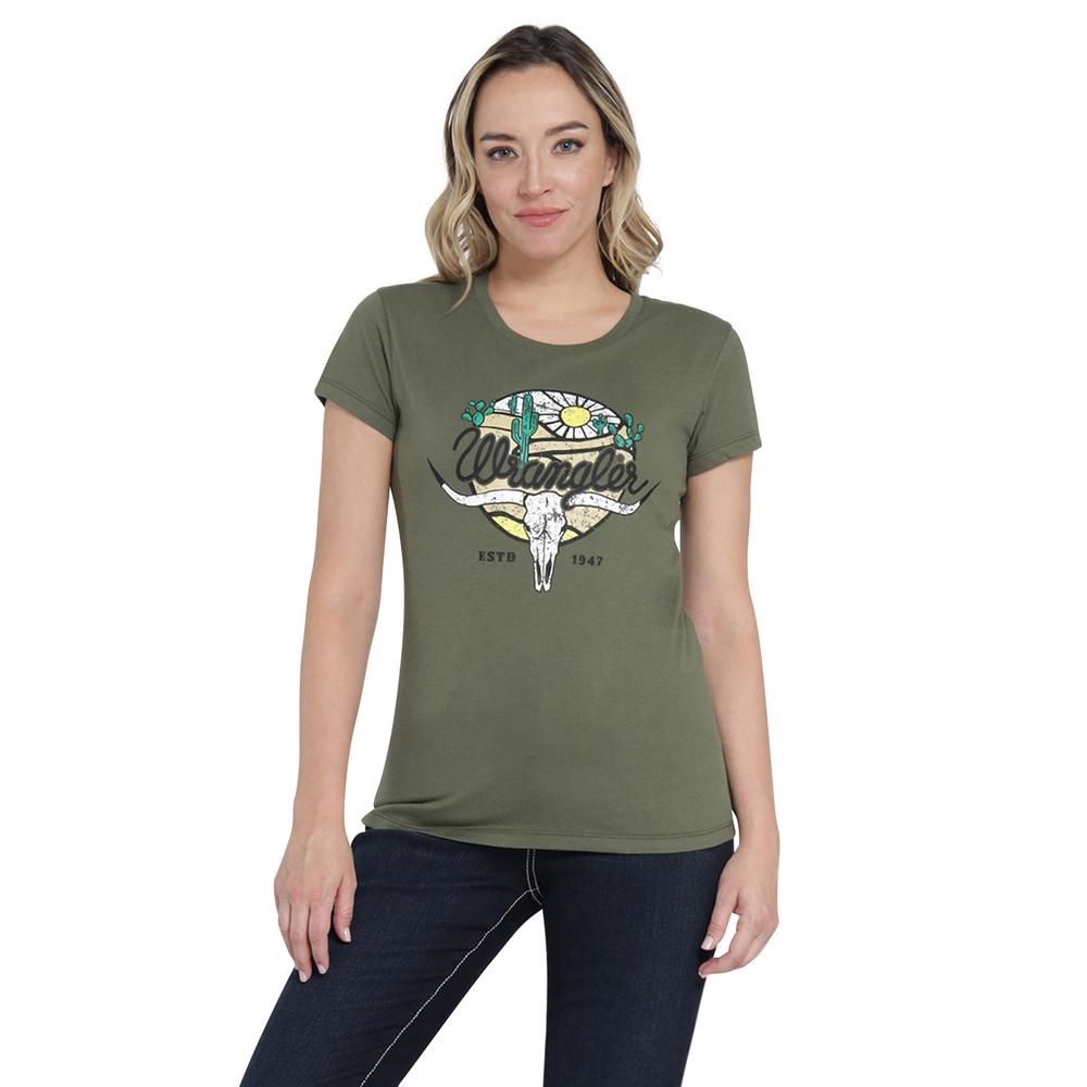 Playera Wrangler Slim Fit 402 Verde Oscuro para Mujer