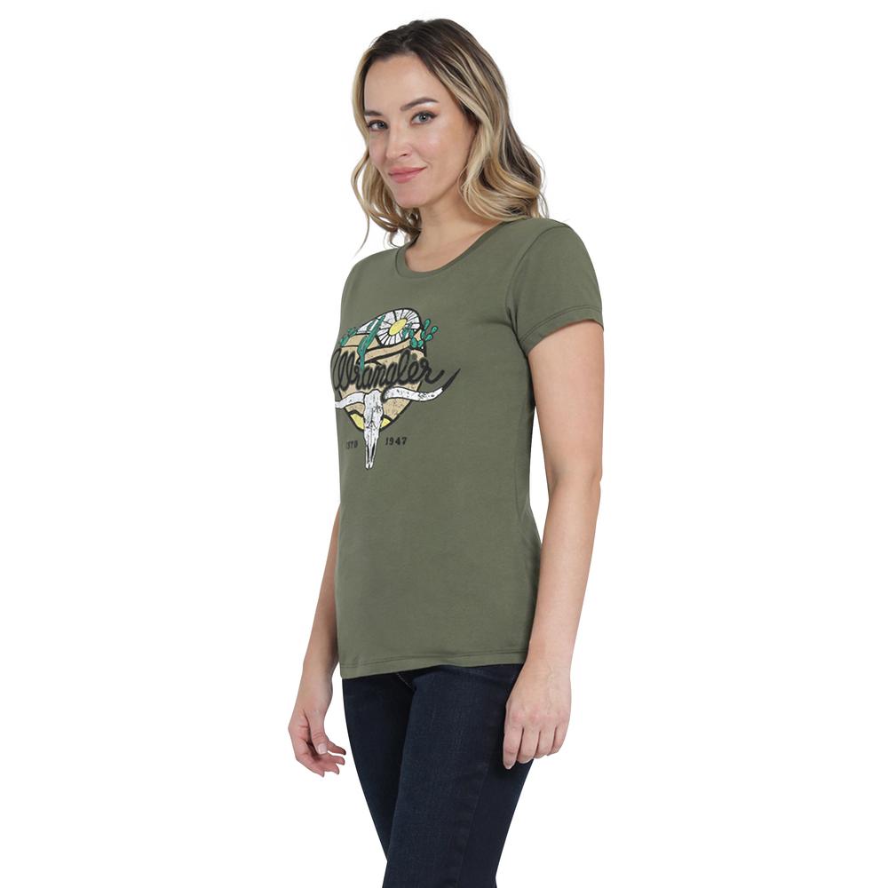 Foto 2 | Playera Wrangler Slim Fit 402 Verde Oscuro para Mujer