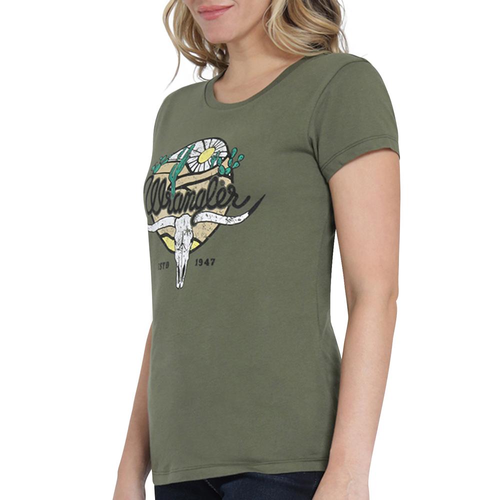 Foto 5 | Playera Wrangler Slim Fit 402 Verde Oscuro para Mujer
