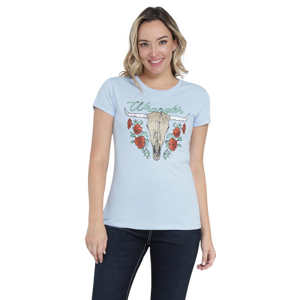 Foto 2 pulgar | Playera Wrangler Slim Fit 403 Azul Cielo para Mujer
