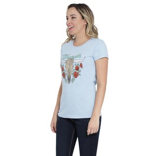 Foto 2 | Playera Wrangler Slim Fit 403 Azul Cielo para Mujer