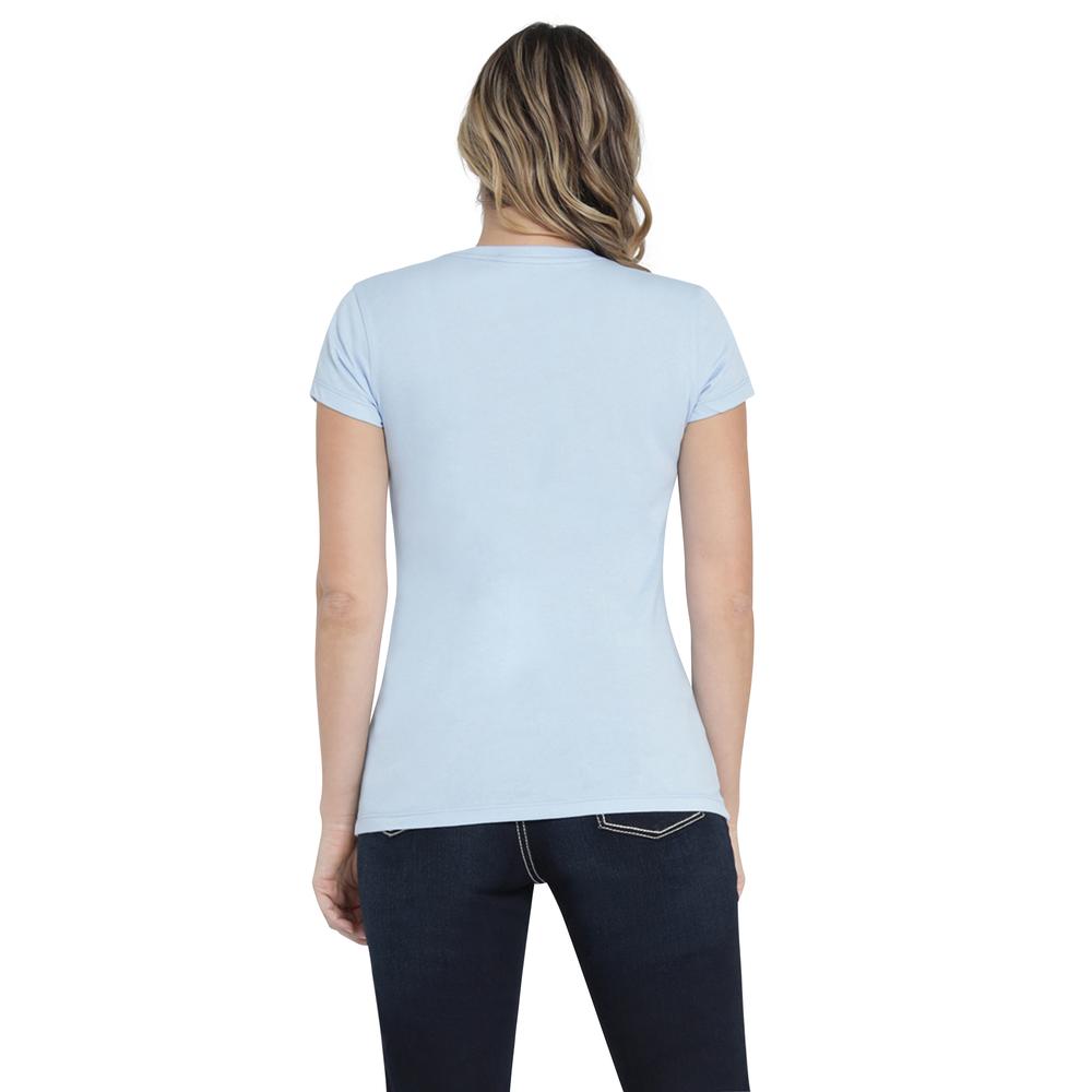 Foto 4 pulgar | Playera Wrangler Slim Fit 403 Azul Cielo para Mujer