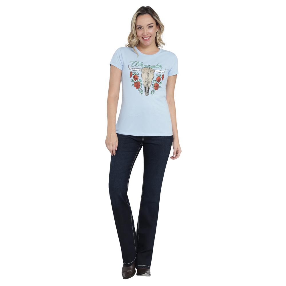 Foto 5 pulgar | Playera Wrangler Slim Fit 403 Azul Cielo para Mujer