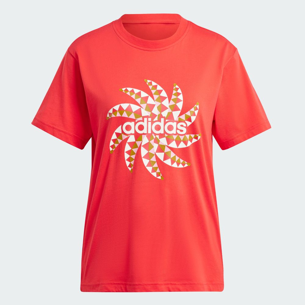 Foto 3 pulgar | Playera Adidas X Farm Rio Roja para Mujer