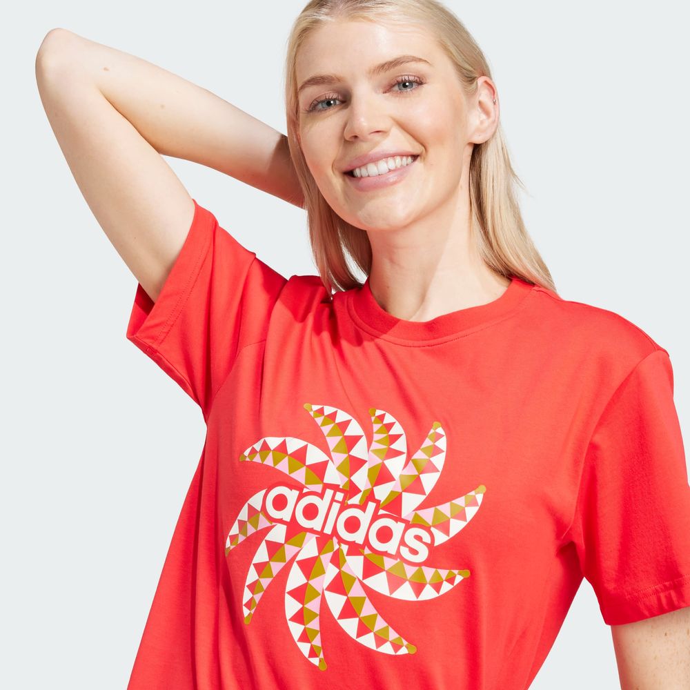 Foto 7 pulgar | Playera Adidas X Farm Rio Roja para Mujer