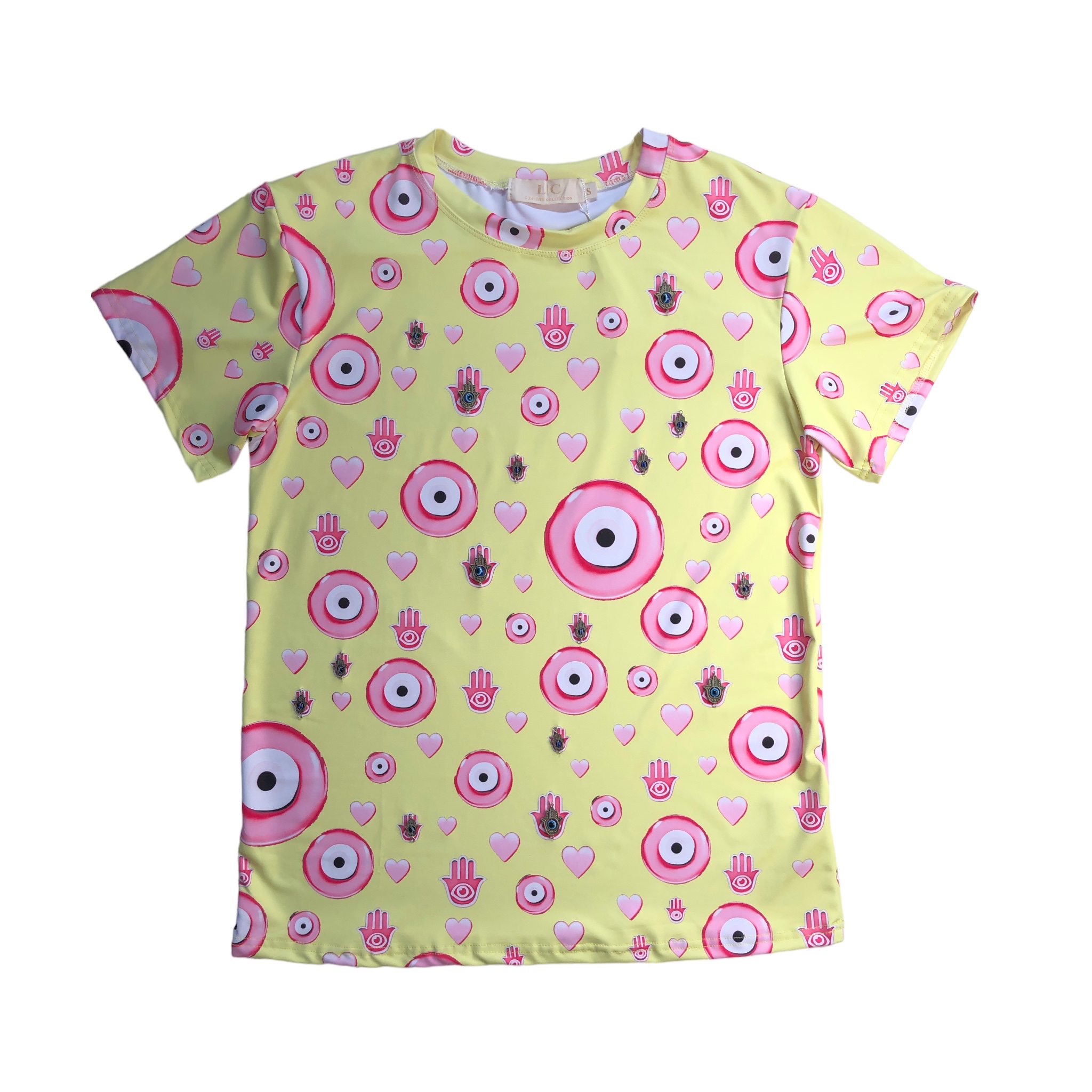 Foto 1 | Playera Ojos Turcos Lc Amarilla  para Mujer