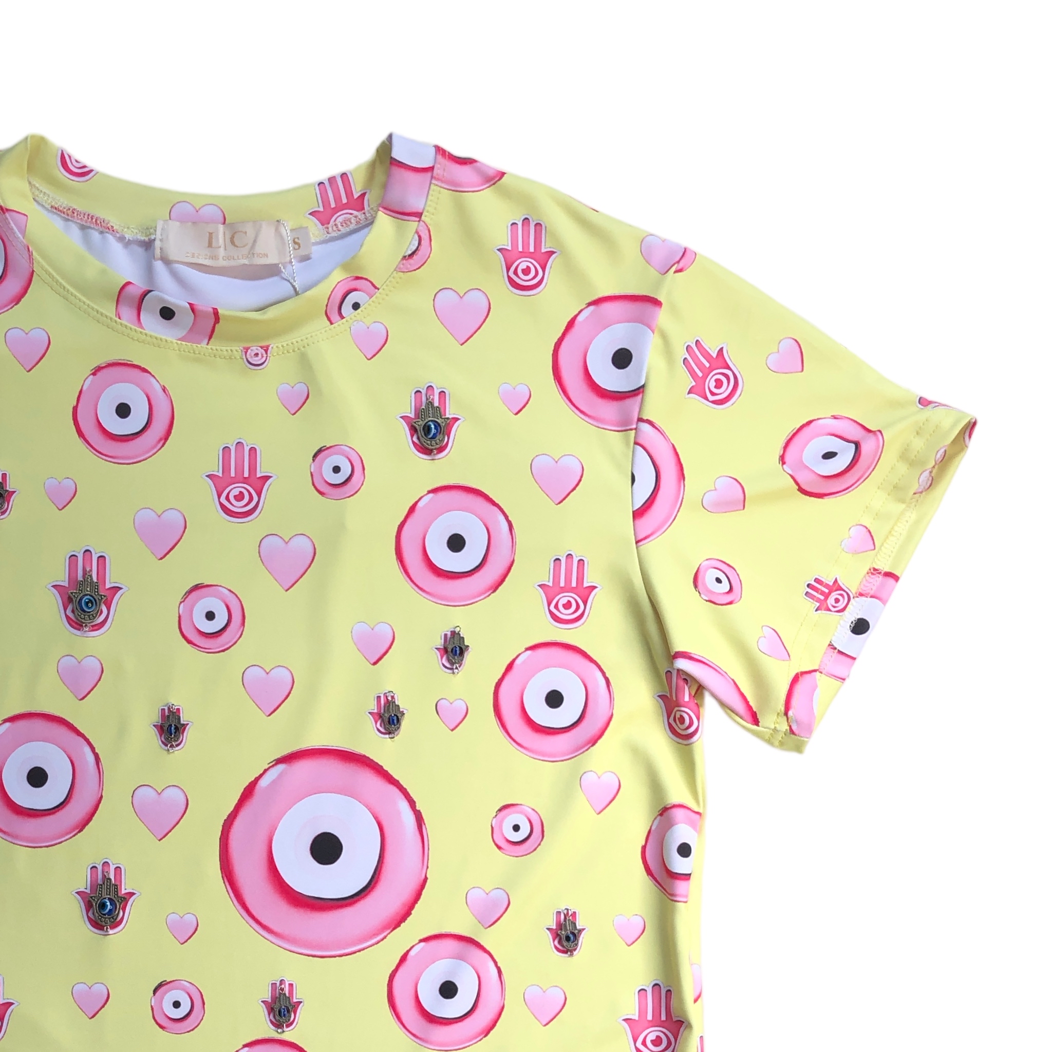 Foto 4 pulgar | Playera Ojos Turcos Lc Amarilla  para Mujer