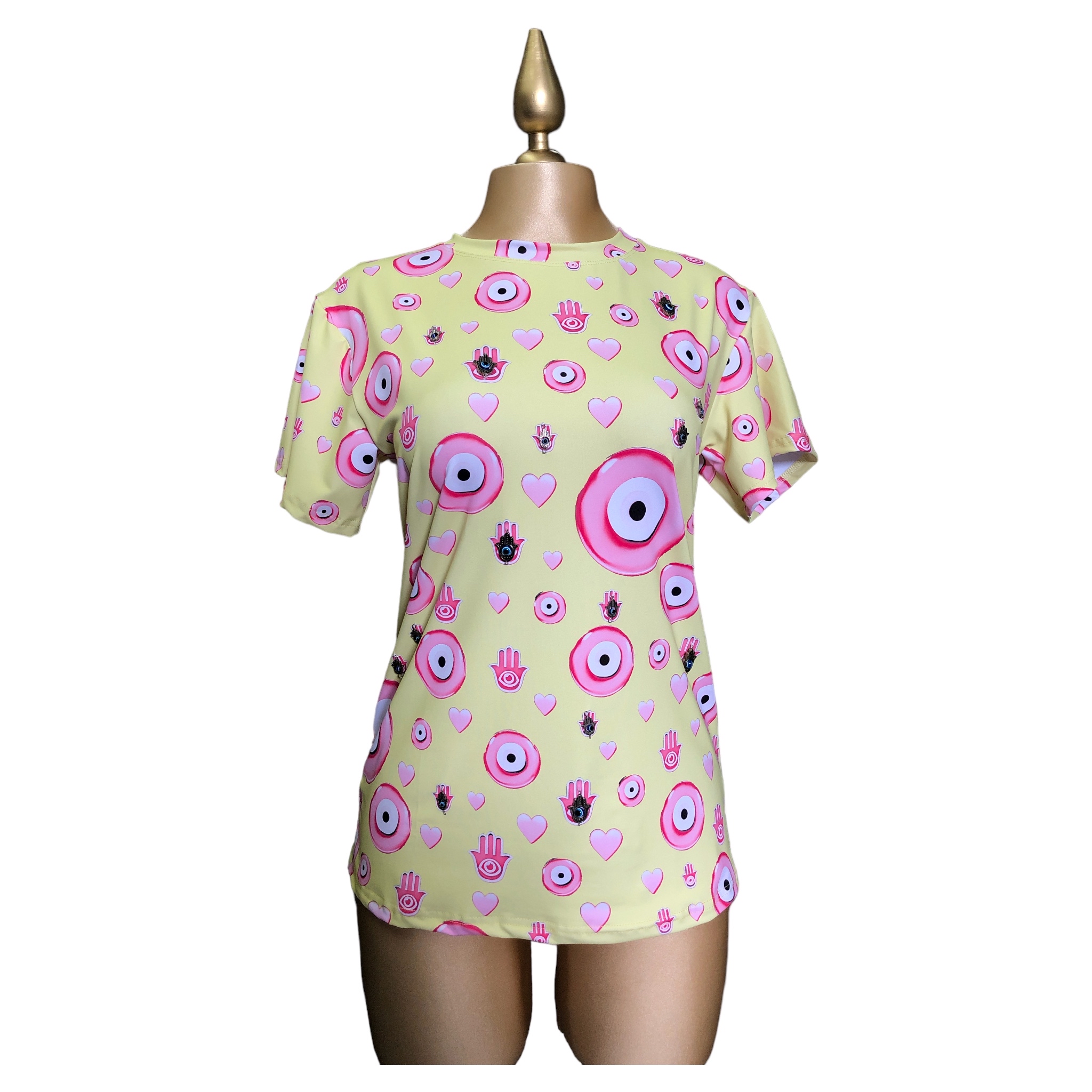 Foto 6 | Playera Ojos Turcos Lc Amarilla  para Mujer