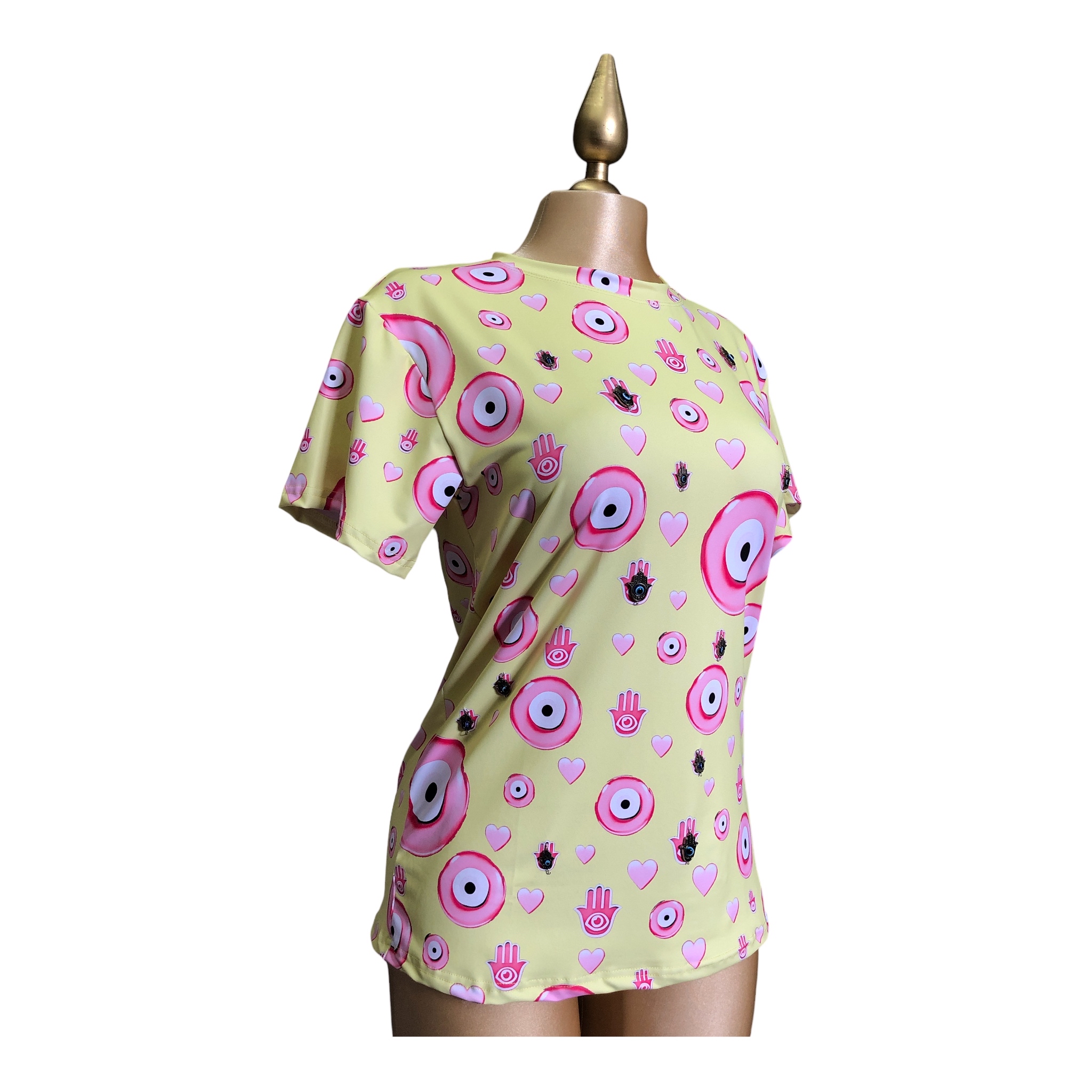 Foto 8 pulgar | Playera Ojos Turcos Lc Amarilla  para Mujer
