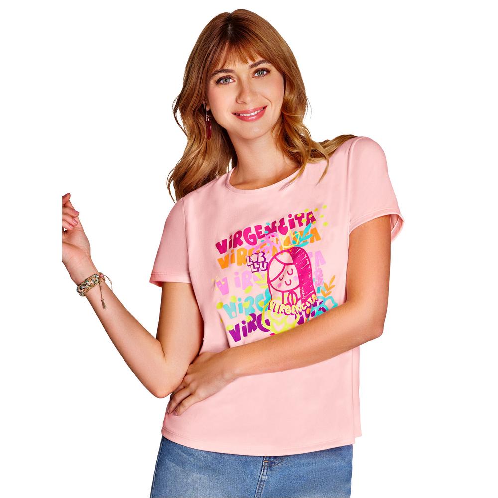 Foto 2 pulgar | Playera Ilusión 81187 Salmón para Mujer