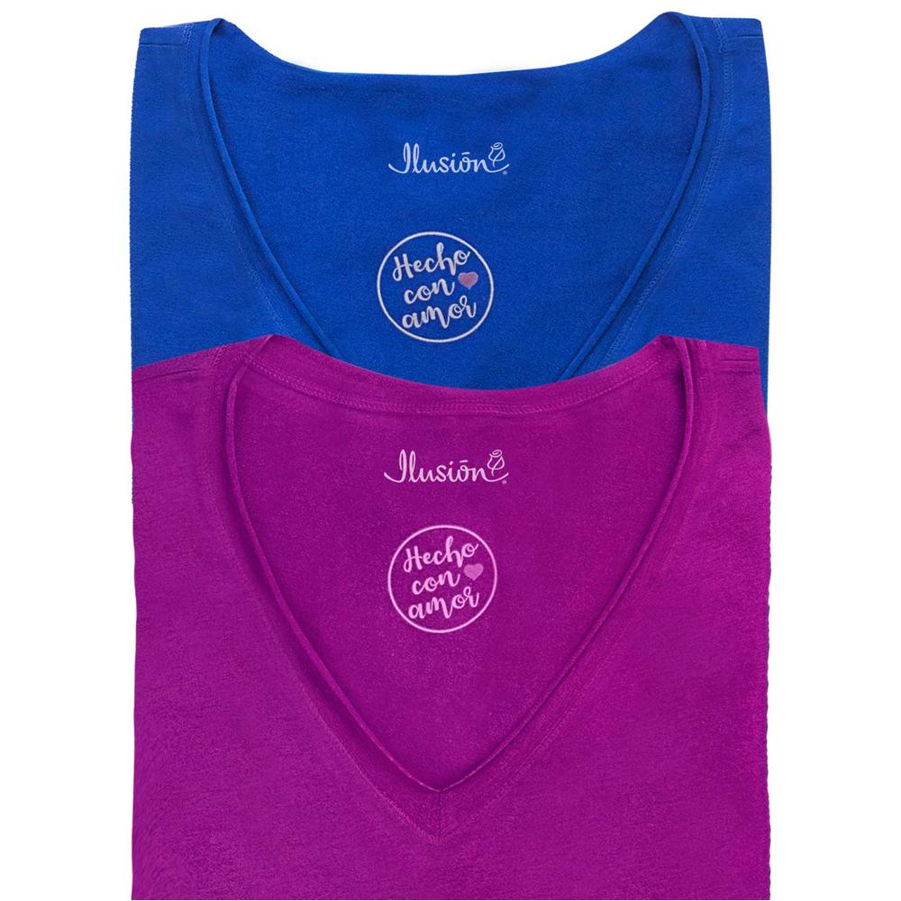 Foto 4 pulgar | Paquete De 2 Playeras Ilusión 24396 Fucsia
