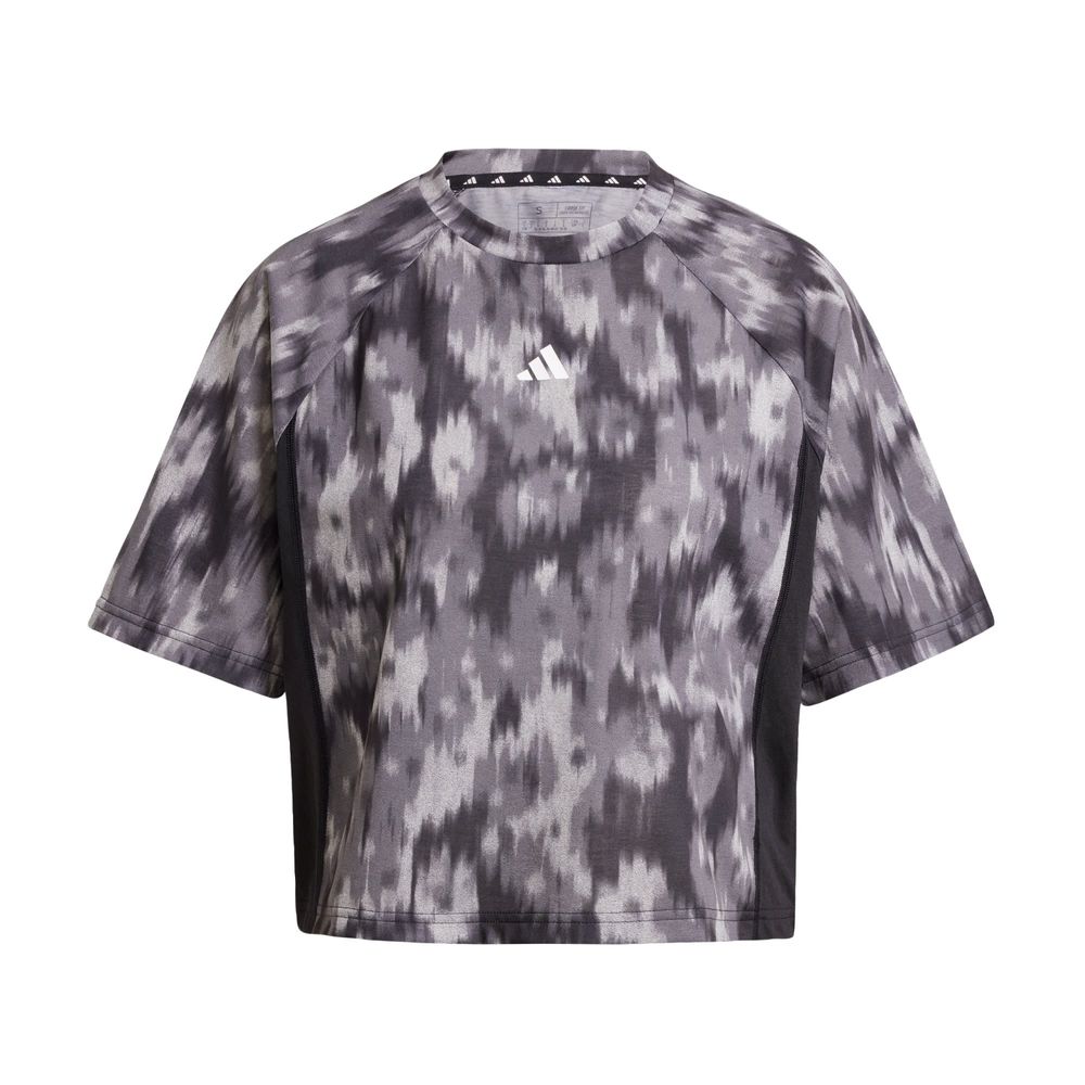 Foto 2 pulgar | Playera Train Essentials Estampado Floral Tie-dye Adidas Negro Mujer