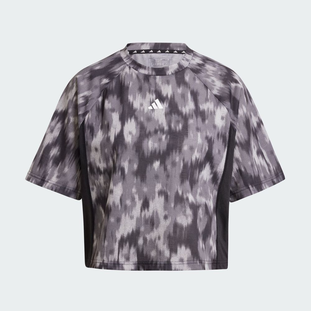 Foto 4 pulgar | Playera Train Essentials Estampado Floral Tie-dye Adidas Negro Mujer