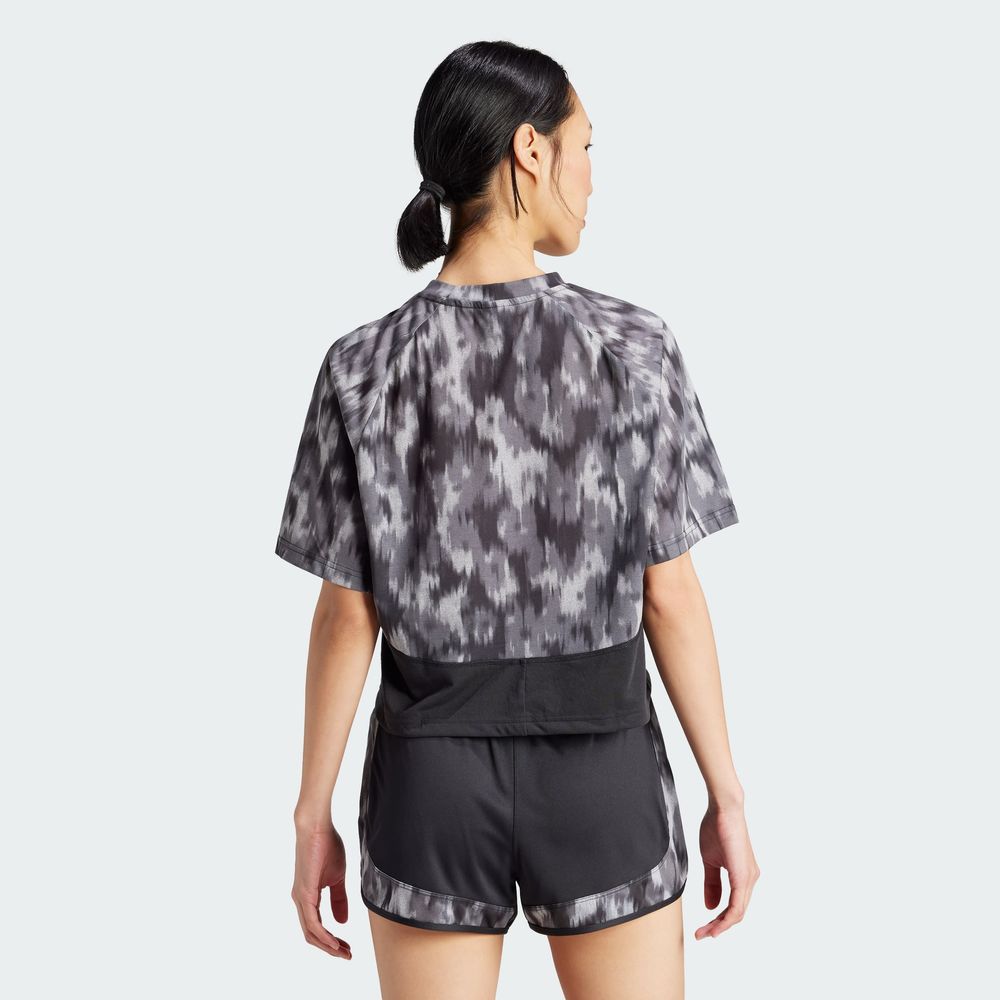 Foto 6 pulgar | Playera Train Essentials Estampado Floral Tie-dye Adidas Negro Mujer